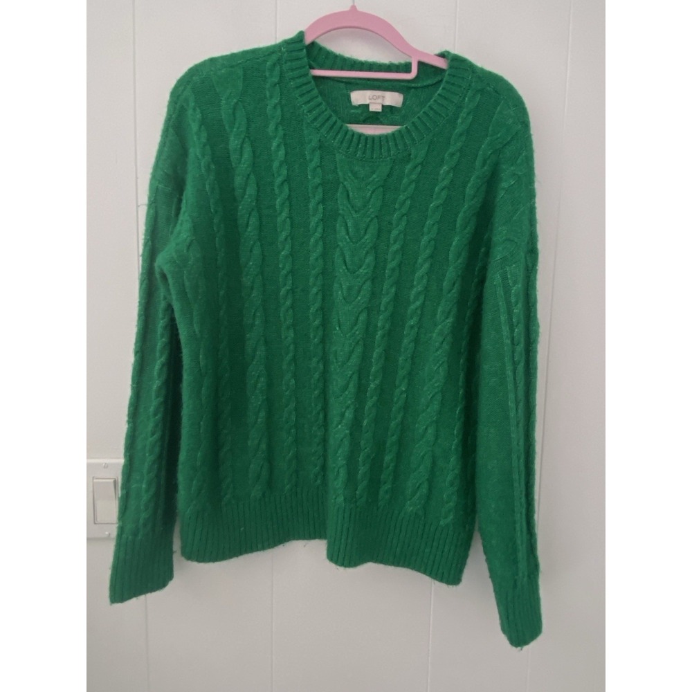 LOFT Green Classic Cable Knit Sweater Women's‎ Size XL